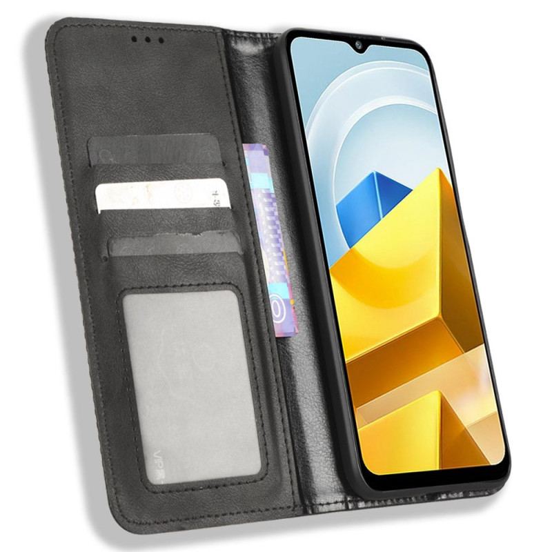 Capa De Celular Para Poco M5 Flip Estilo De Couro Estilizado