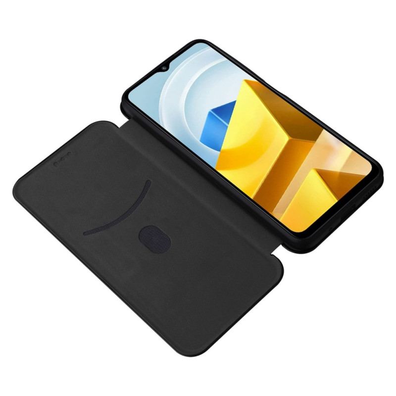 Capa De Celular Para Poco M5 Flip Fibra De Carbono