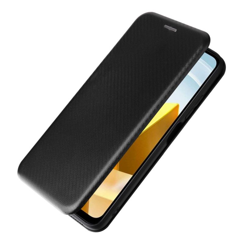 Capa De Celular Para Poco M5 Flip Fibra De Carbono