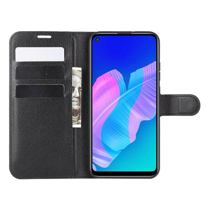 Capa De Couro Para Huawei Y7p Couro Sintético De Lichia Clássico