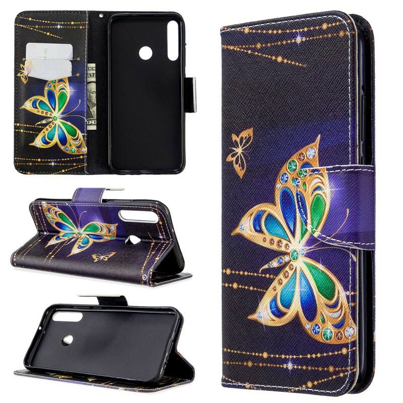 Capa Em Pele Para Huawei Y7p Borboletas Reis