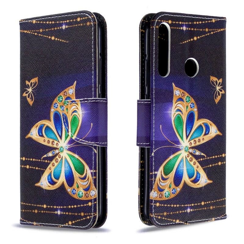 Capa Em Pele Para Huawei Y7p Borboletas Reis