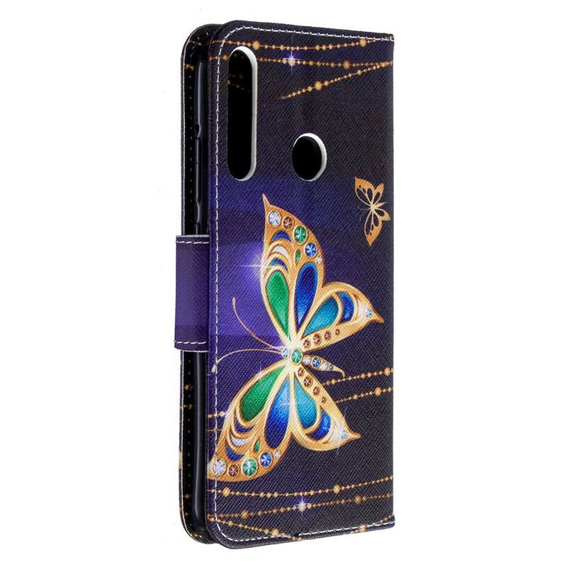 Capa Em Pele Para Huawei Y7p Borboletas Reis