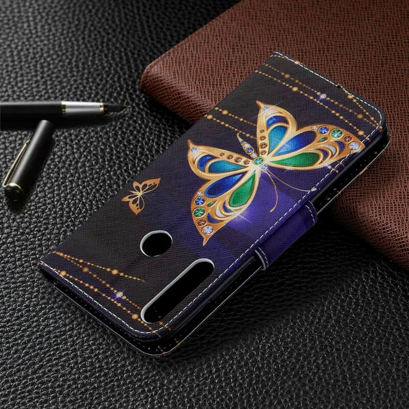 Capa Em Pele Para Huawei Y7p Borboletas Reis