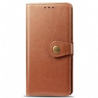 Capa Em Pele Para Huawei Y7p Couro Falso E Fecho Vintage