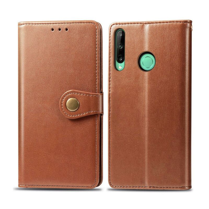 Capa Em Pele Para Huawei Y7p Couro Falso E Fecho Vintage