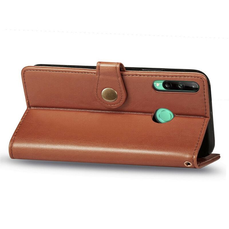 Capa Em Pele Para Huawei Y7p Couro Falso E Fecho Vintage