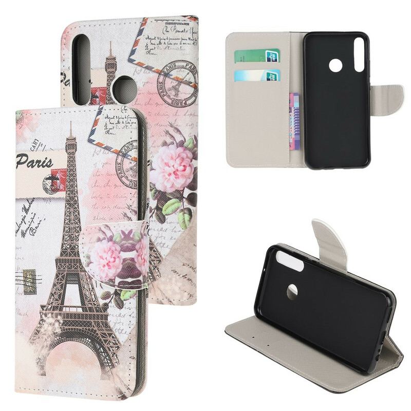 Capa Flip Para Huawei Y7p Torre Eiffel Retrô