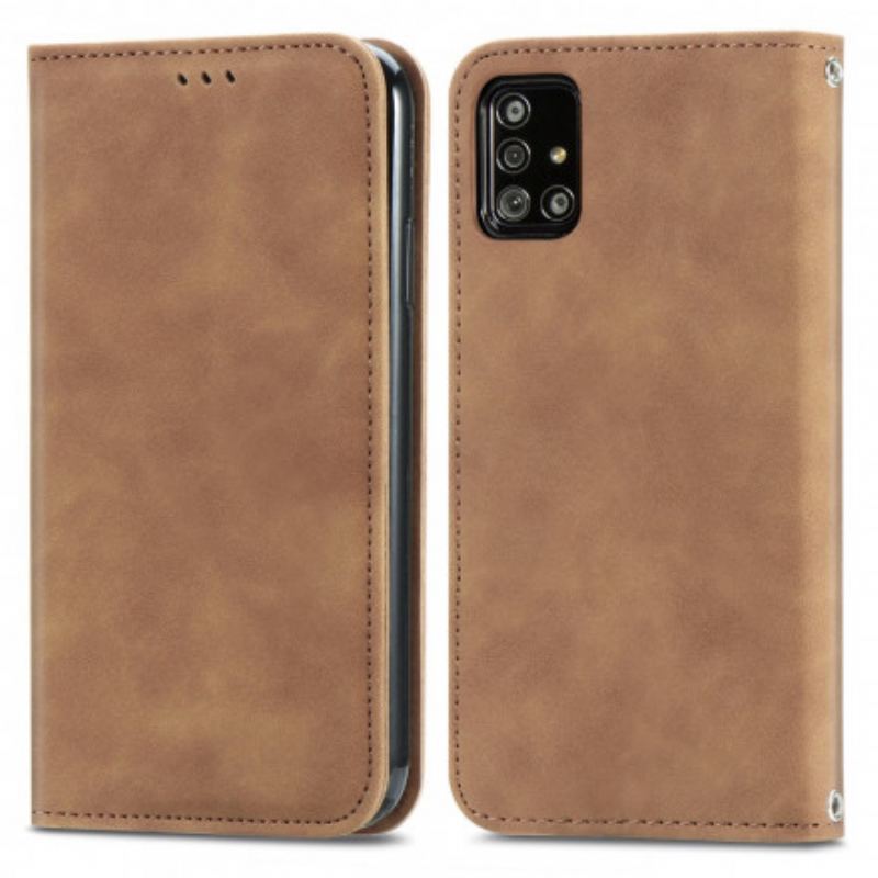 Capa De Celular Para Samsung Galaxy A51 5G Flip Couro Falso Vintage