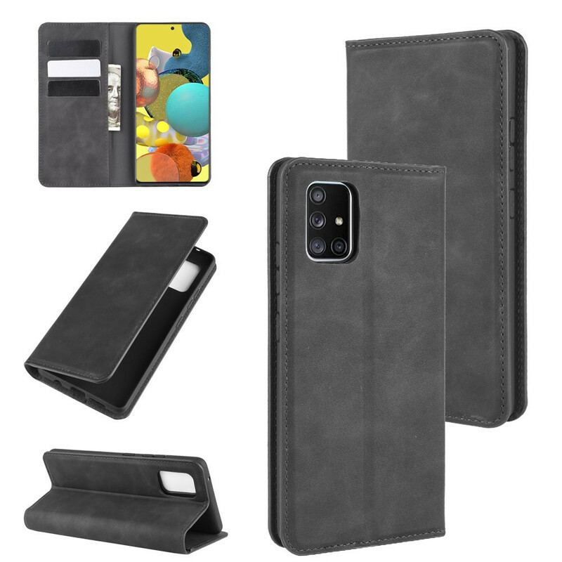 Capa De Celular Para Samsung Galaxy A51 5G Flip Efeito Couro Macio