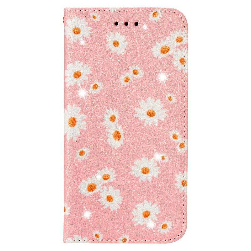 Capa De Celular Para Samsung Galaxy A51 5G Flip Margaridas De Couro Falso