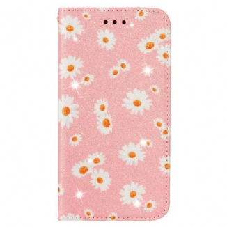 Capa De Celular Para Samsung Galaxy A51 5G Flip Margaridas De Couro Falso