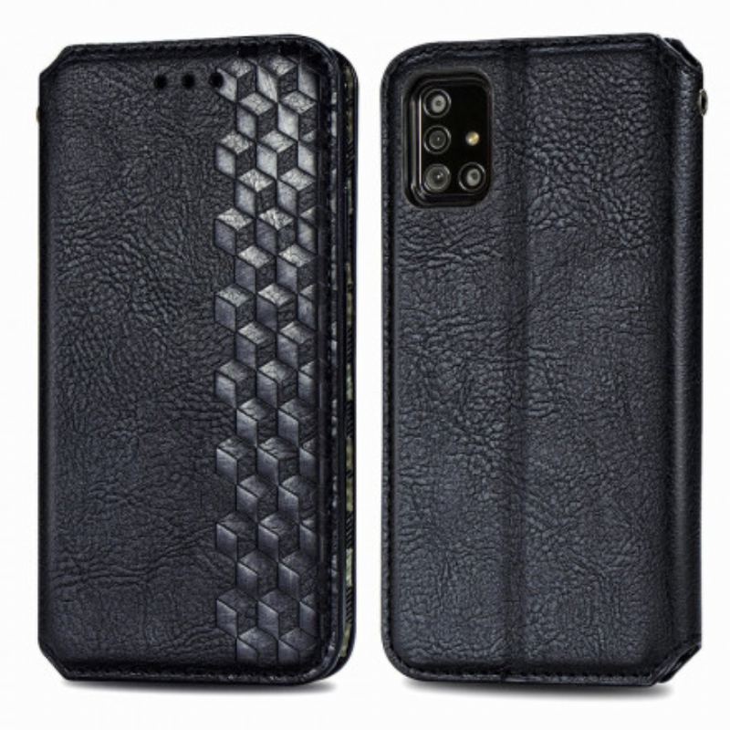 Capa De Celular Para Samsung Galaxy A51 5G Flip Textura Diamante Efeito Couro