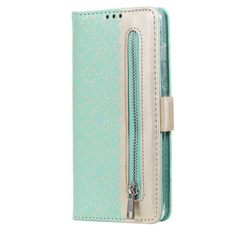 Capa Flip Para Samsung Galaxy A51 5G De Cordão Bolsa De Moedas Com Alça De Renda