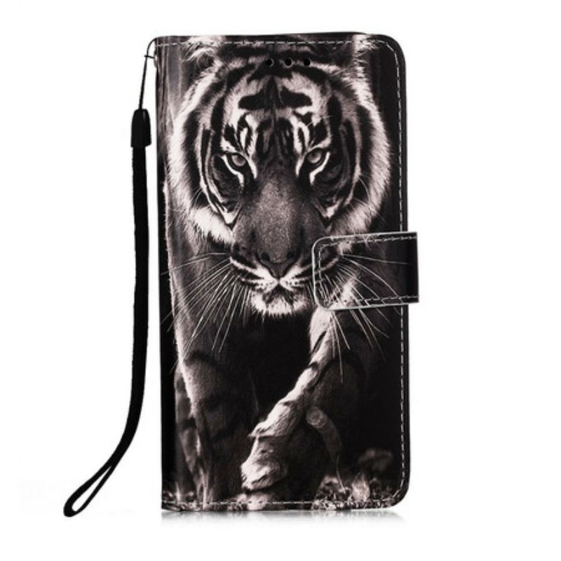 Capa Flip Para Samsung Galaxy A51 5G Tigre Da Noite