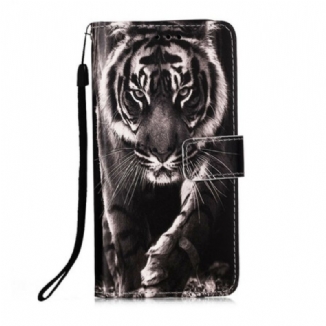 Capa Flip Para Samsung Galaxy A51 5G Tigre Da Noite