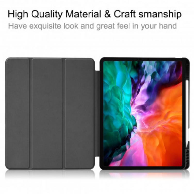 Capa De Celular Para iPad Pro 12.9" (2020) Porta-caneta Clássico Dobrável Em Três Partes