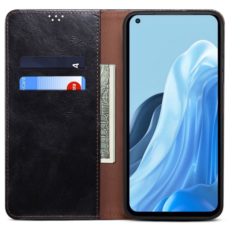 Capa De Celular Para Oppo Reno 7 Flip Couro Sintético Encerado