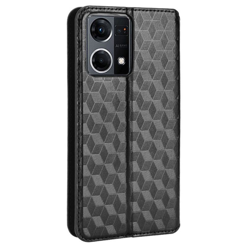 Capa De Celular Para Oppo Reno 7 Flip Efeito Couro Cubo 3d