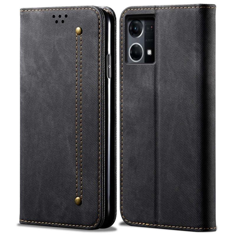 Capa De Celular Para Oppo Reno 7 Flip Tecido Jeans