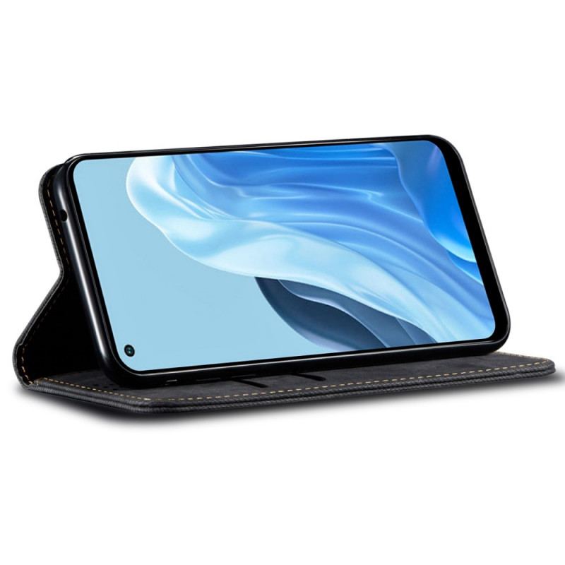 Capa De Celular Para Oppo Reno 7 Flip Tecido Jeans