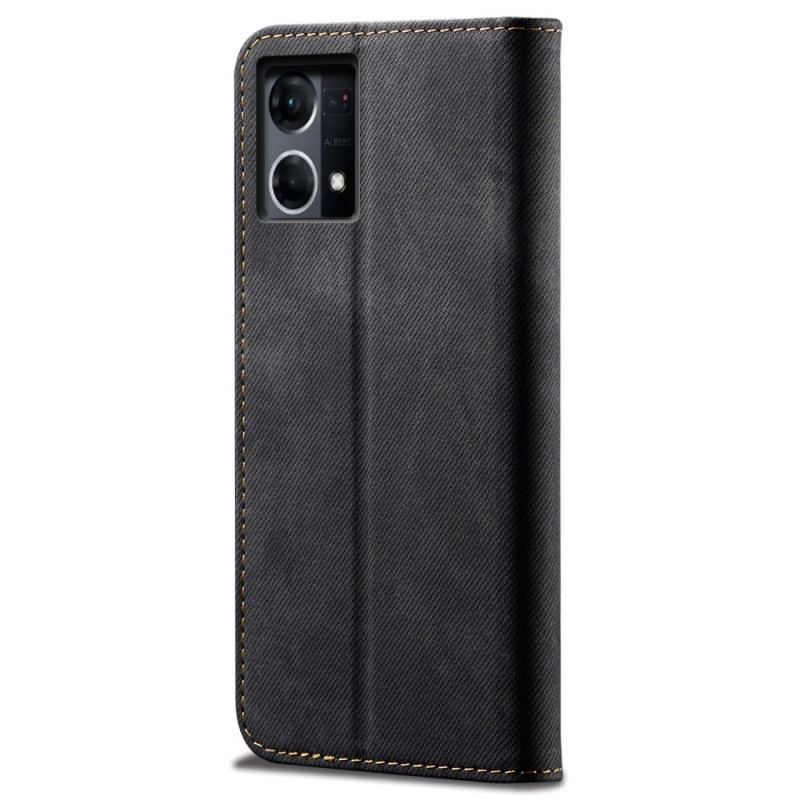 Capa De Celular Para Oppo Reno 7 Flip Tecido Jeans