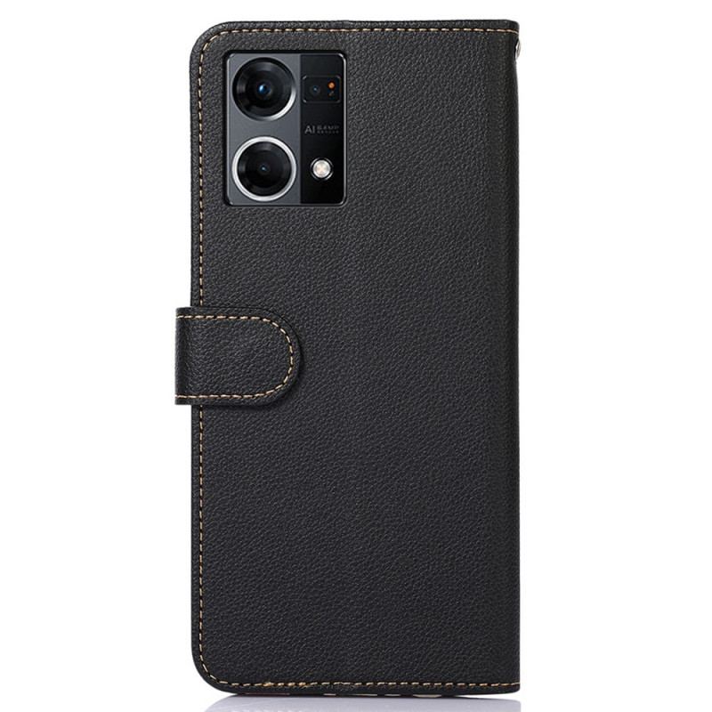 Capa De Couro Para Oppo Reno 7 Estilo Lichia Rfid Khazneh