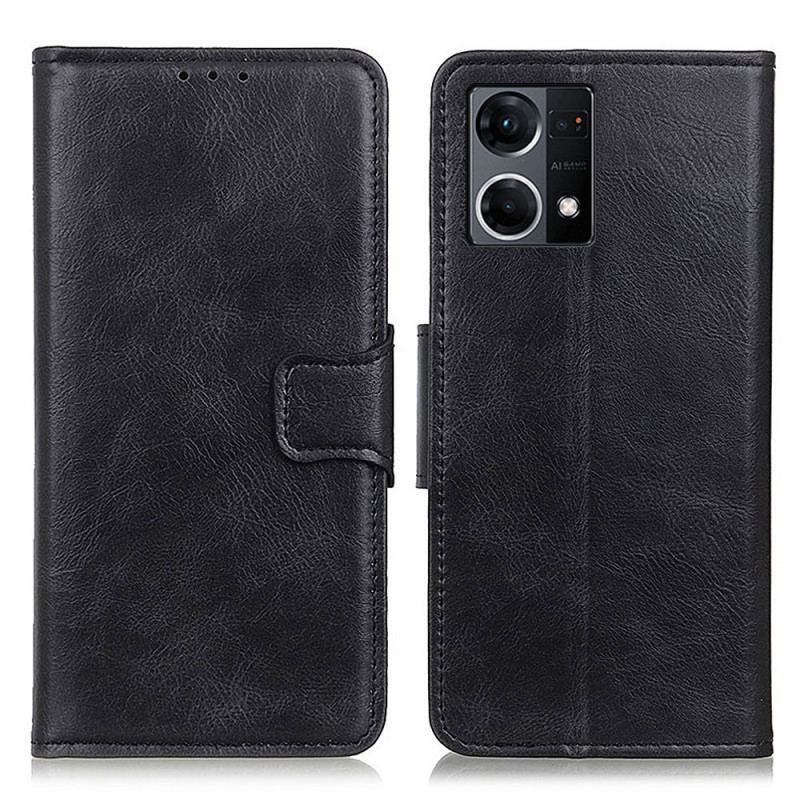 Capa De Couro Para Oppo Reno 7 Fecho Reversível