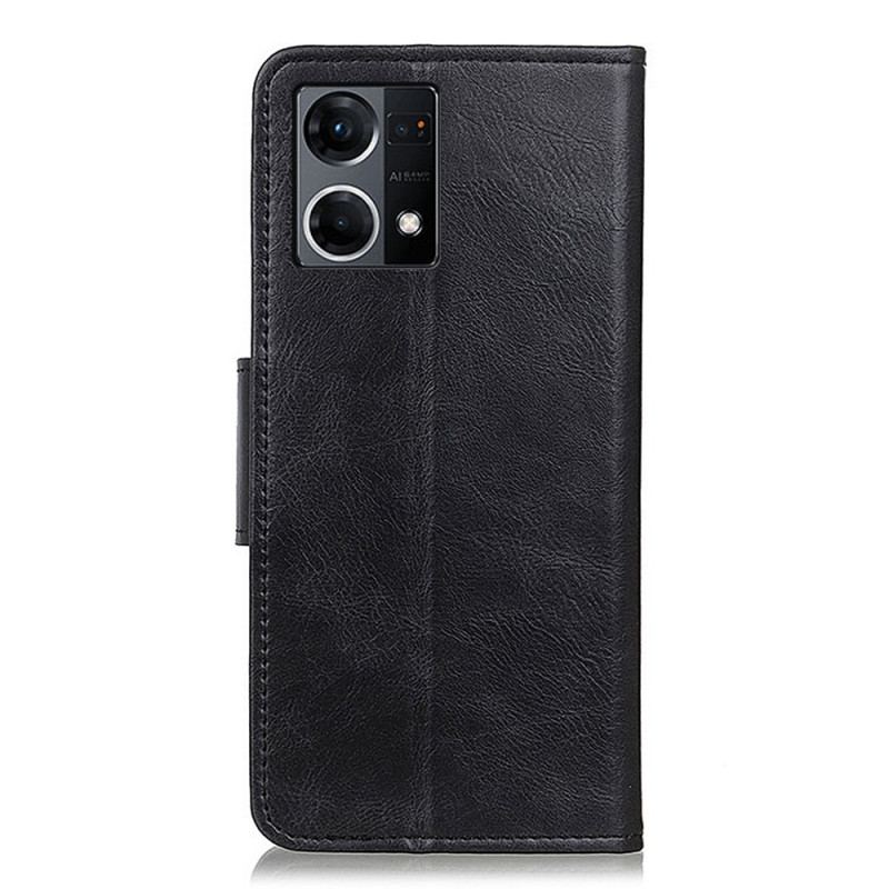 Capa De Couro Para Oppo Reno 7 Fecho Reversível