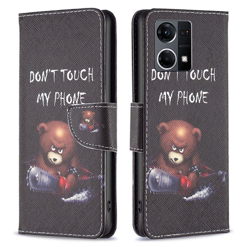 Capa De Couro Para Oppo Reno 7 Urso Perigoso