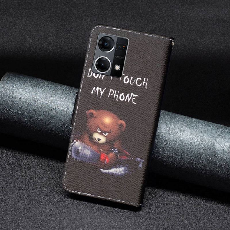 Capa De Couro Para Oppo Reno 7 Urso Perigoso