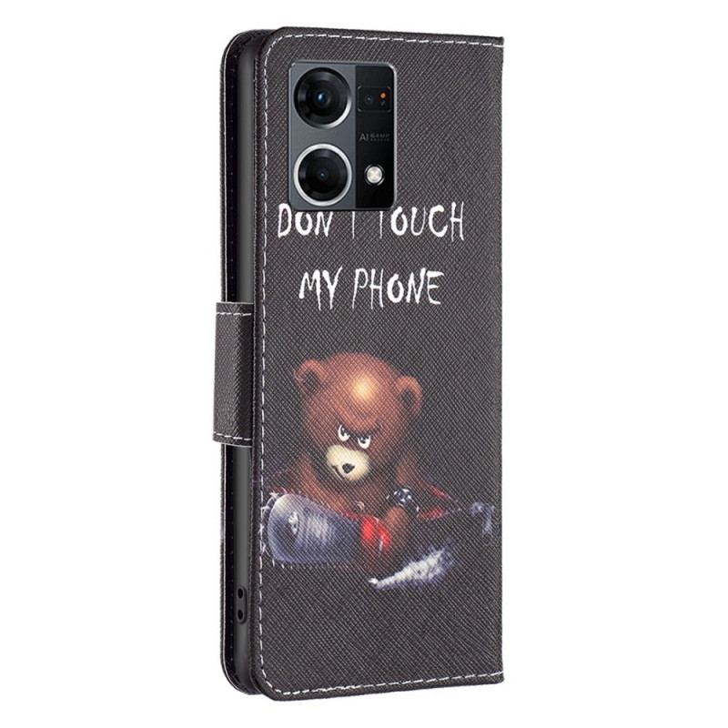 Capa De Couro Para Oppo Reno 7 Urso Perigoso