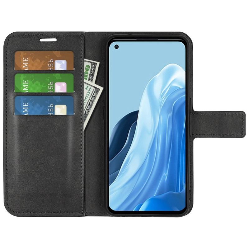 Capa Em Pele Para Oppo Reno 7 Estilo De Couro Fino