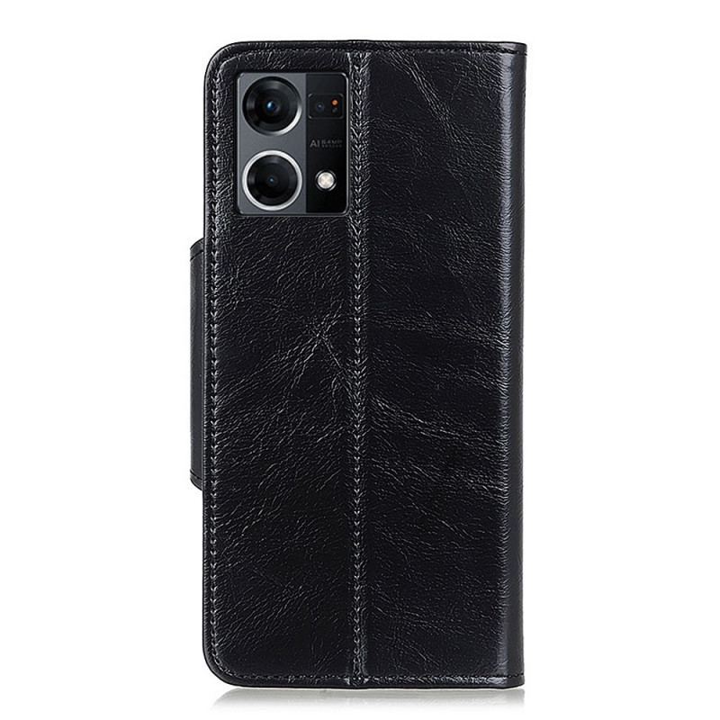 Capa Flip Para Oppo Reno 7 Botão Envernizado Imitação De Couro Khazneh