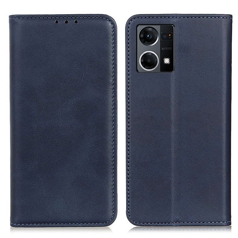 Capa Flip Para Oppo Reno 7 Clássico Couro Rachado