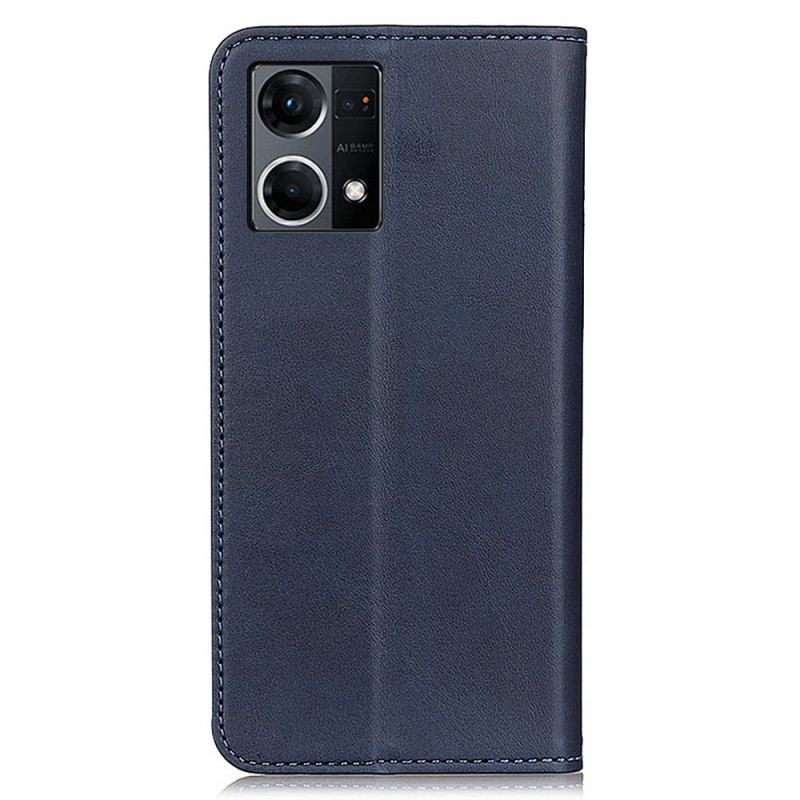 Capa Flip Para Oppo Reno 7 Clássico Couro Rachado