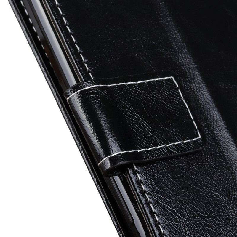 Capa Flip Para Oppo Reno 7 Couro Envernizado Sintético E Costura