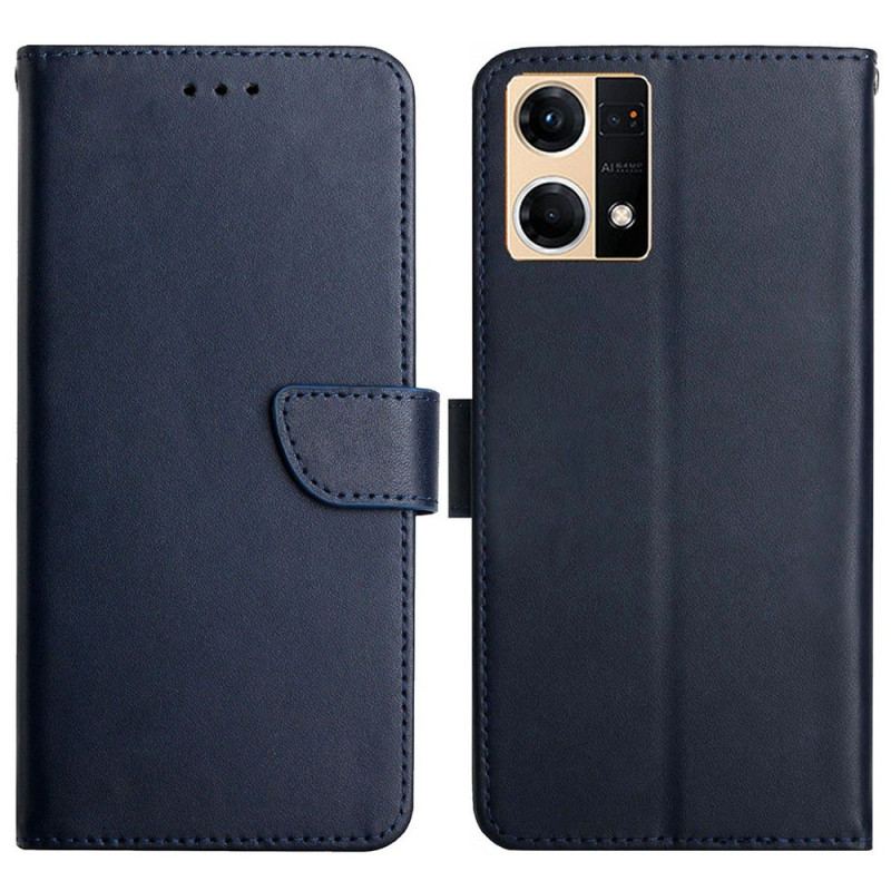 Capa Flip Para Oppo Reno 7 Couro Napa Genuíno