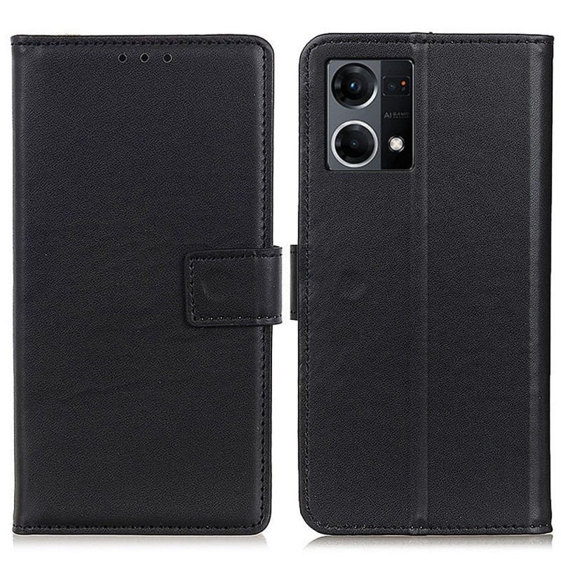 Capa Flip Para Oppo Reno 7 Couro Sintético Liso