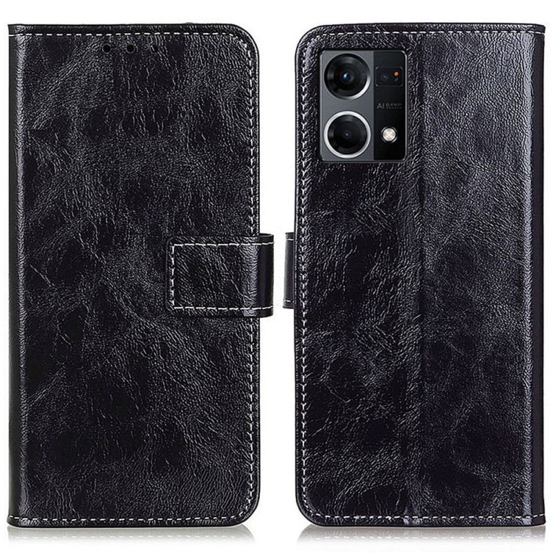 Capa Flip Para Oppo Reno 7 Envernizado Com Costuras