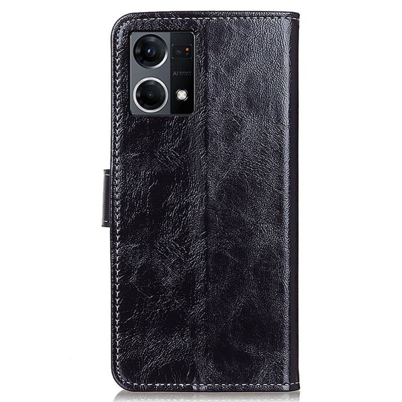 Capa Flip Para Oppo Reno 7 Envernizado Com Costuras