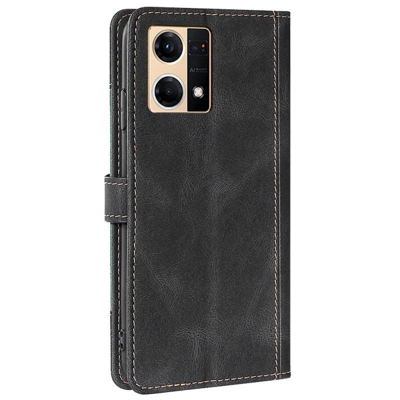 Capa Flip Para Oppo Reno 7 Floral Bicolor