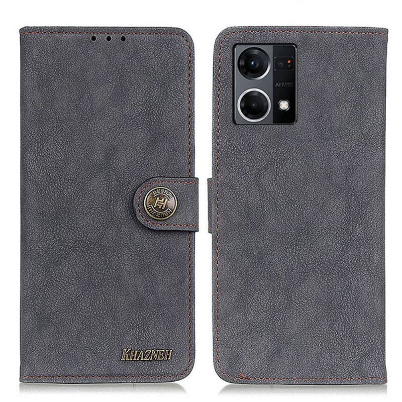 Capa Flip Para Oppo Reno 7 Khazneh Retrô Split Couro Sintético