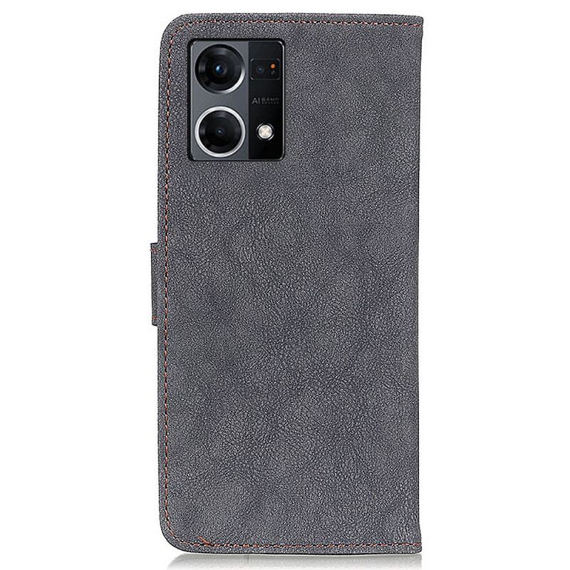 Capa Flip Para Oppo Reno 7 Khazneh Retrô Split Couro Sintético