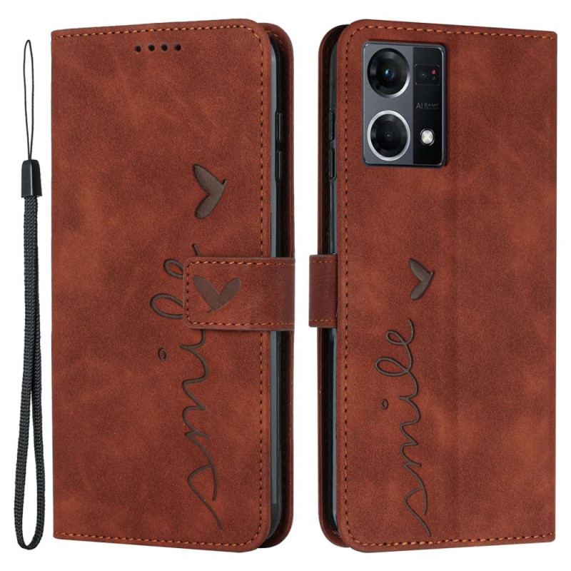 Capa Flip Para Oppo Reno 7 Sorria Com Cordão