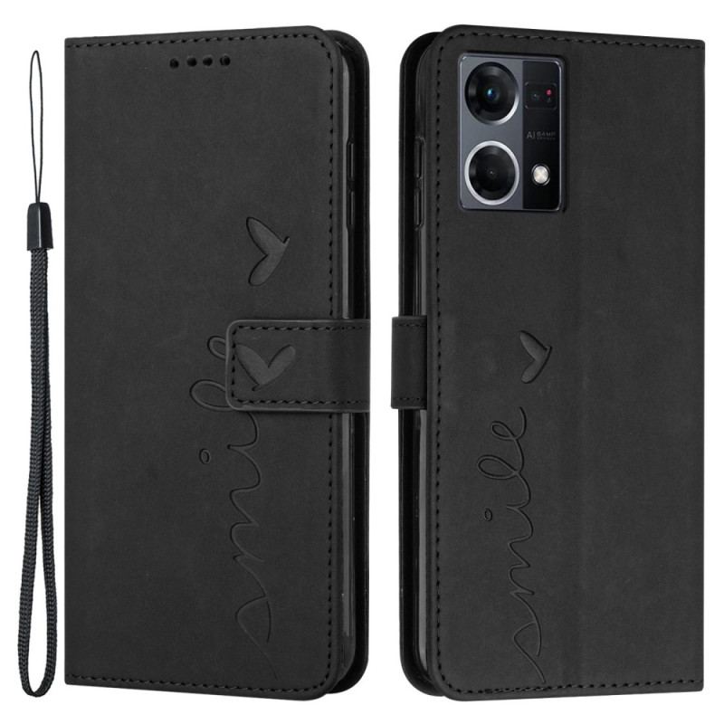 Capa Flip Para Oppo Reno 7 Sorria Com Cordão