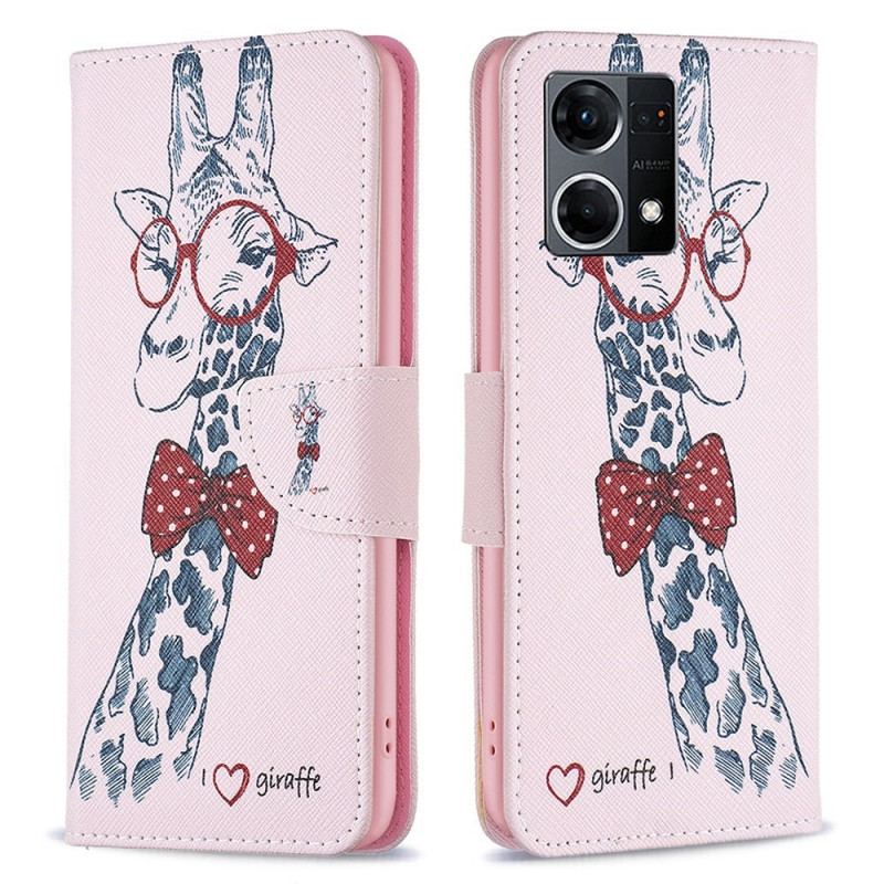 Capa Folio Para Oppo Reno 7 Girafa Inteligente