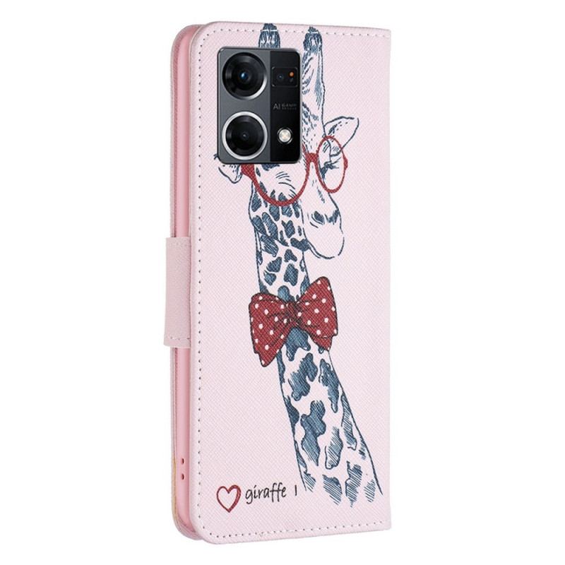 Capa Folio Para Oppo Reno 7 Girafa Inteligente