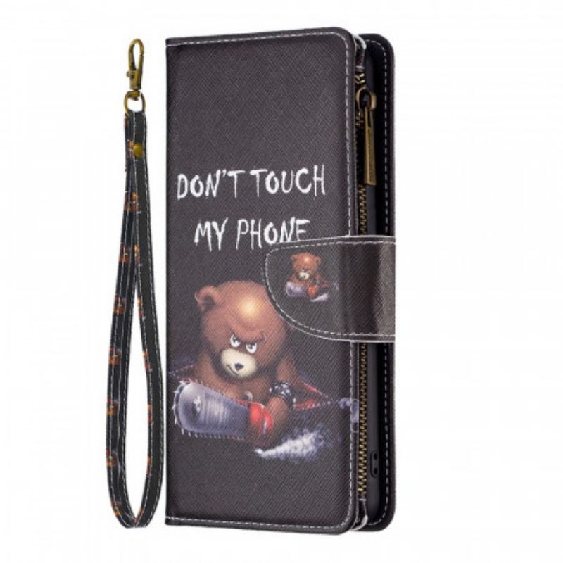 Capa Folio Para Oppo Reno 7 Urso De Bolso Com Zíper