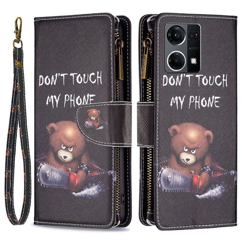 Capa Folio Para Oppo Reno 7 Urso De Bolso Com Zíper